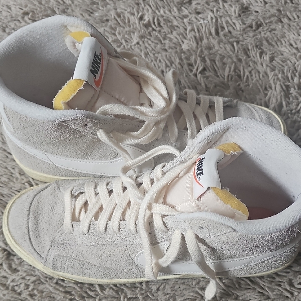 Nike High-Top Sneakers in Cream and White